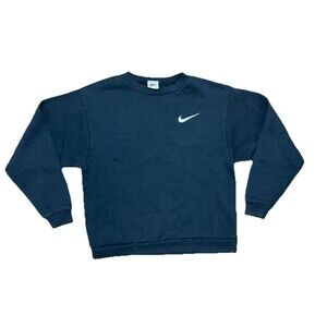 Vintage Nike Sweatshirt Youth XL Black Embroidered Logo Crewneck Pullover USA